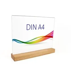 envigo Tischaufsteller »Eiche« DIN A4 quer, Holz+Acrylglas