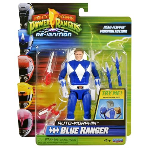 Power Rangers Auto-Morphin Blue Ranger Actiefiguur, Blauw