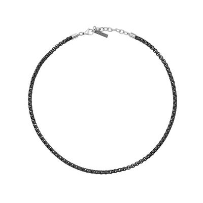 Edelstahlkette POLICE "Fleshy", schwarz (edelstahlfarben, schwarz), Halsketten, Herren, Edelstahl, L: 55 B: 5mm, Edelstahlkette, B:5mm