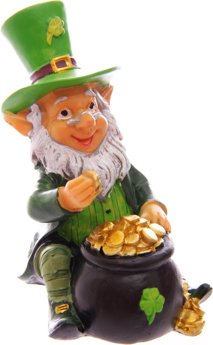 Ierse St Patrick’s Day Gelukskabouter met Goud Leprechaun Decoratiebeeldje