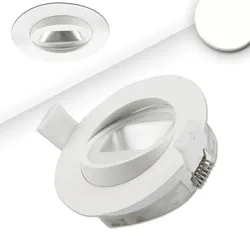 ISOLED LED Einbaustrahler asymmetrisch COB, IP44, rund, Ø 9.5cm, CRI >90, schwenkbar, dimmbar, weiß, 8W 4000K 550lm 50° ISO-114148