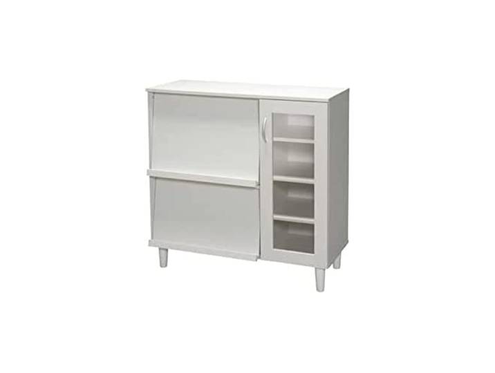Iris Ohyama, Aufbewahrungsmöbel, Buffet, Geschirrschrank Mit Schiebeplatte und 6 Regalen, Design, Mehrzweck, Küche, Esszimmer, Wohnzimmer - Cabinet KBN-9390 - Eiche weiß