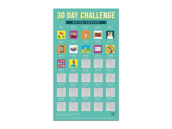 Gift Republic 30 dagen uitdaging Scratch Off Poster Detox en welzijn (maat 48,6 x 28 cm)