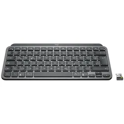 Logitech MXKeys Minimalist (Eng. Int., Kabellos), Tastatur, Schwarz