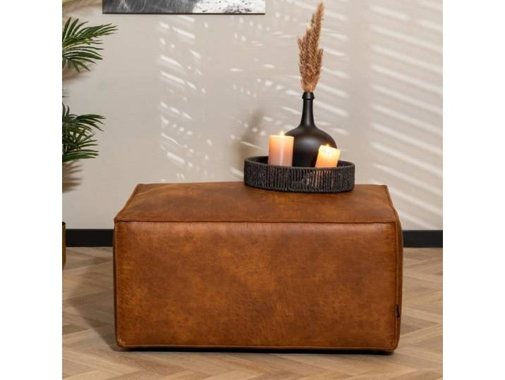 Pouf Industriel Éco-cuir Cognac - Bronx71 - Memphis - 1 place - 82 cm - Garantie 2 ans