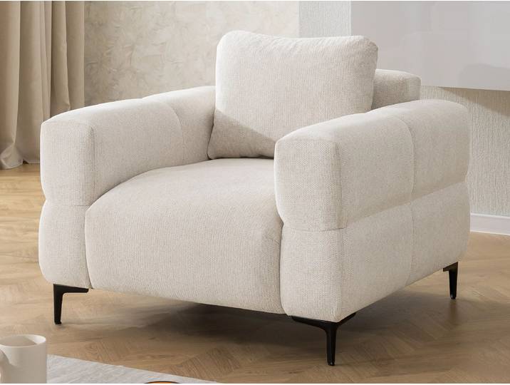 S-Style Möbel Cardea – Moderner Sessel in Bubble-Optik aus weichem Strukturstoff mit hohem Sitzkomfort - Creme