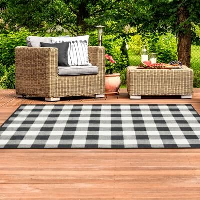 The Gray Barn Style Haven Gingham Check Indoor/Outdoor Area Rug..