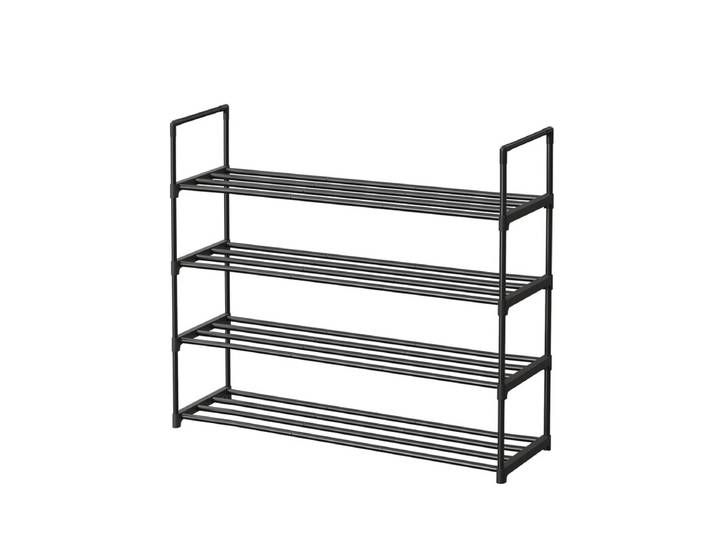 JOYFURNOS Meuble à chaussures à 4 niveaux, Étagère à chaussures empilable, Rangement peu encombrant pour chambre, couloir, salon, 30 x 92 x 74 cm, Noir