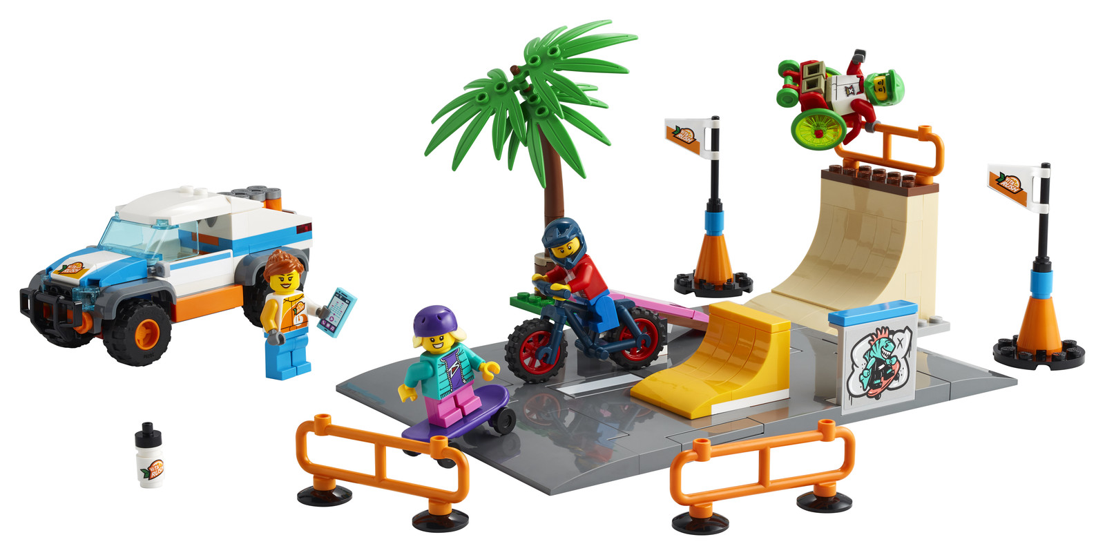 LEGO City Skatepark 60290 constructieset met skateboard, BMX-fiets en speelgoedauto