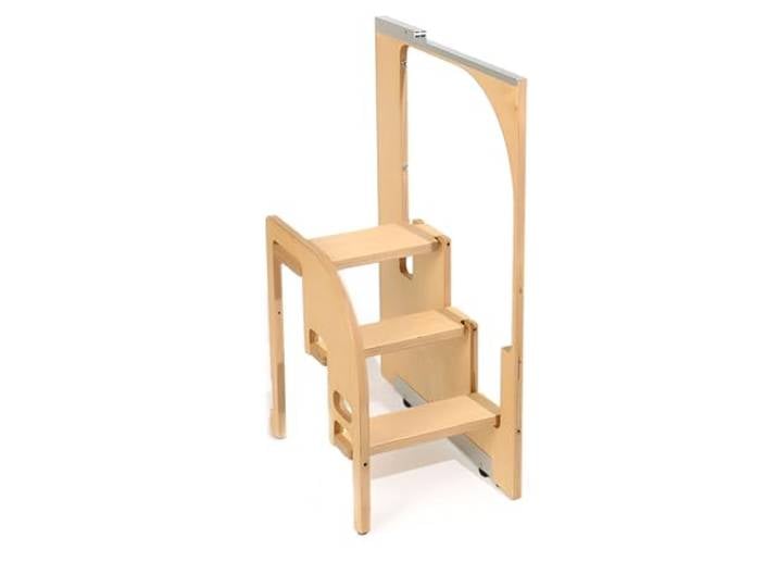 AIZYR Klappbarer Tritthocker Holztritthocker, Klappbarer Höhenverstellhocker Für Die Küche Stehhocker Für Küchentheke, Kleiderschrank,3 Step