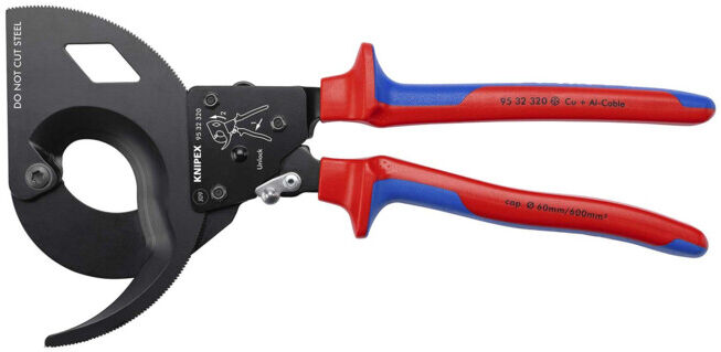 Coupe-câbles, (principe cliquet, 3 réglages) Knipex (95 32 320)