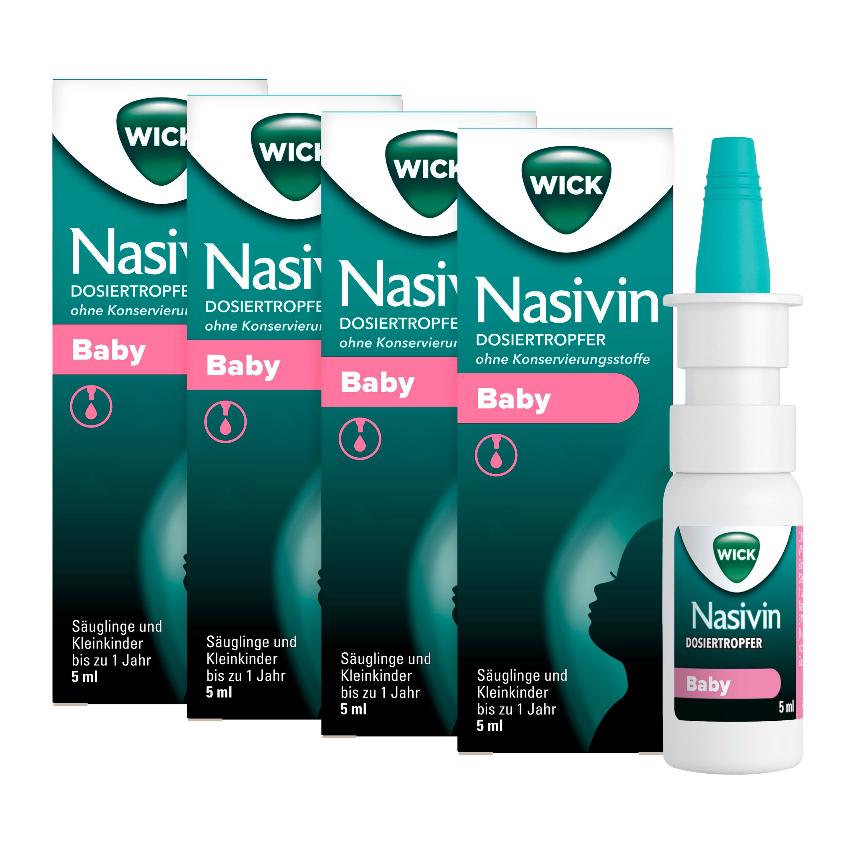 Wick Nasivin Dosiertropfer Baby x4 4x5 ml Nasentropfen