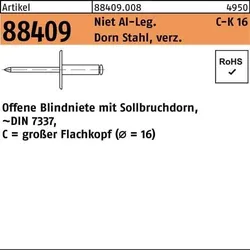 Blindniete R 88409 großer FLAKO 4,8x8 Niet Aluminium/Dorn Stahl verz. 250St.