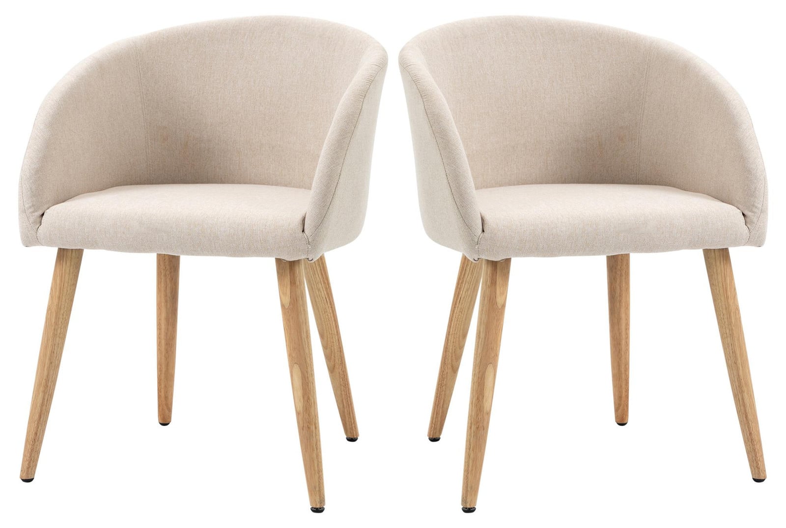 HOMCOM Set van 2 Eetkamerstoelen met rugleuning, linnenlook, beige
