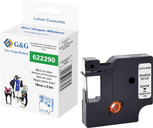G&G Schriftband Polyester Bandfarbe: Transparent Schriftfarbe: Schwarz 19mm 5.5m