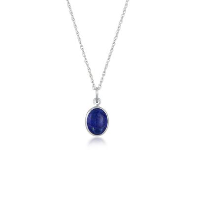 Silberkette ELLI "Halskette Lapislazuli Anhänger Edelstein Oval 925 Silber" Gr. 45, silber, Halsketten, Damen, mit Stein, Silber 925 (Sterlingsilber), Silberkette
