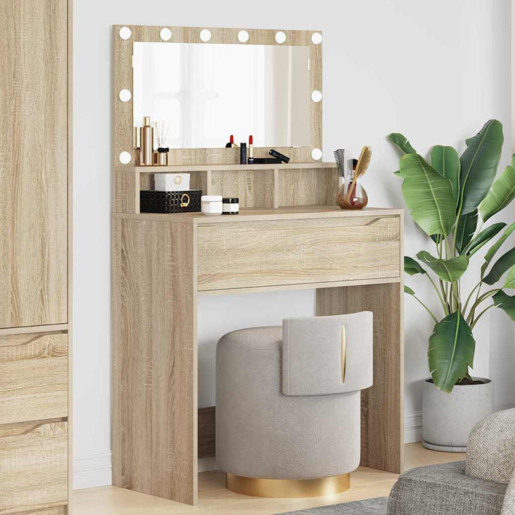 East Urban Home Dressing Table Sonoma Oak 135cm H X 80cm W X 39.5cm D