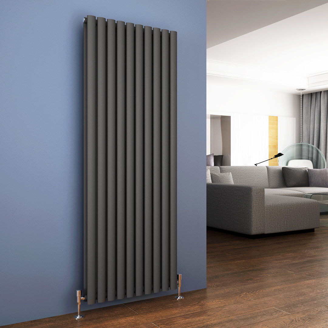 Belfry Heating Liberty Vertical Oval Panel Radiator Anthracite 160cm H x 59cm W x 8.2cm D