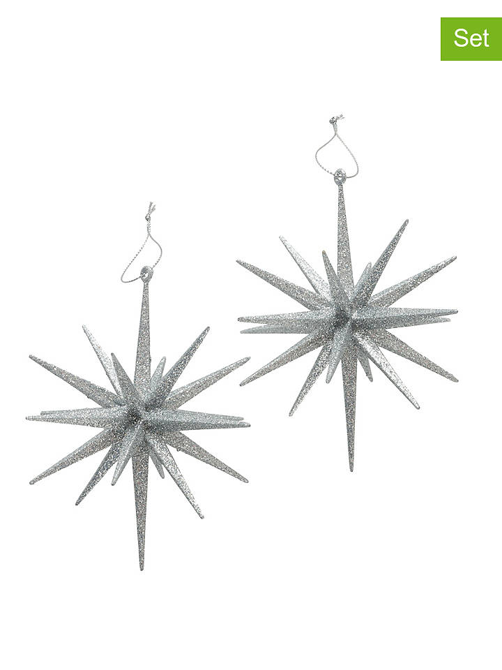 Boltze 2er-Set: Dekoanhänger "Tove" in Silber - Ø 15 cm - onesize