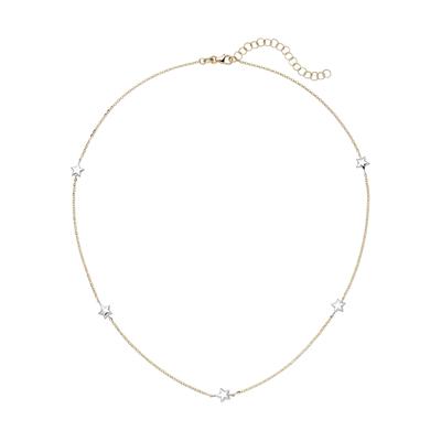 Kette ohne Anhänger JOBO "mit sternförmigen Zwischenelementen", gelbgold 375, Halsketten, Damen, Gelbgold 375 Weißgold 375, L: 43, Gelbgold 375, Weißgold 375, 375 Gold Bicolor 43 cm