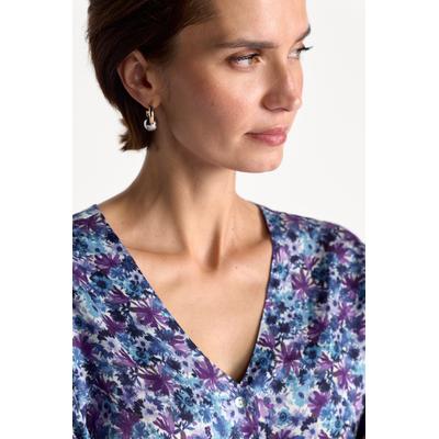 Langarmbluse RICHROYAL, Damen, Gr. 36, bunt (cobalt aura), Web, Obermaterial: 100% Viskose, bequem normal, V-Ausschnitt, Blusen