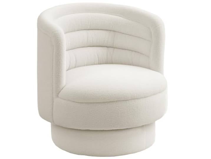 HOMCOM Sessel Drehbarer Drehsessel Relaxsessel Armlehnen Cremeweiß Loungesessel, Lesesessel, Sherpa-Optik, Wohnzimmer, Schlafzimmer