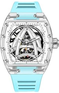 Uplift Essentials Skeleton Mechanical Timepiece Luxury Sapphire Glass Stainless Steel Waterproof Watch blue