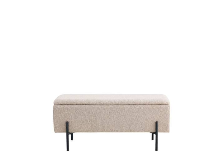 Banc coffre en tissu bouclette et métal l95cm - beige