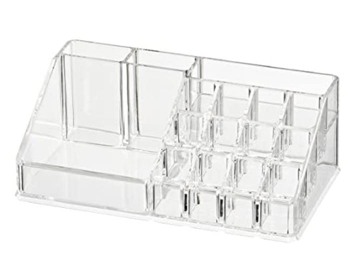 WENKO Kosmetik Organizer Femme - mit 16 Aufteilungen, Acryl, 22.5 x 8 x 12.5 cm, Transparent