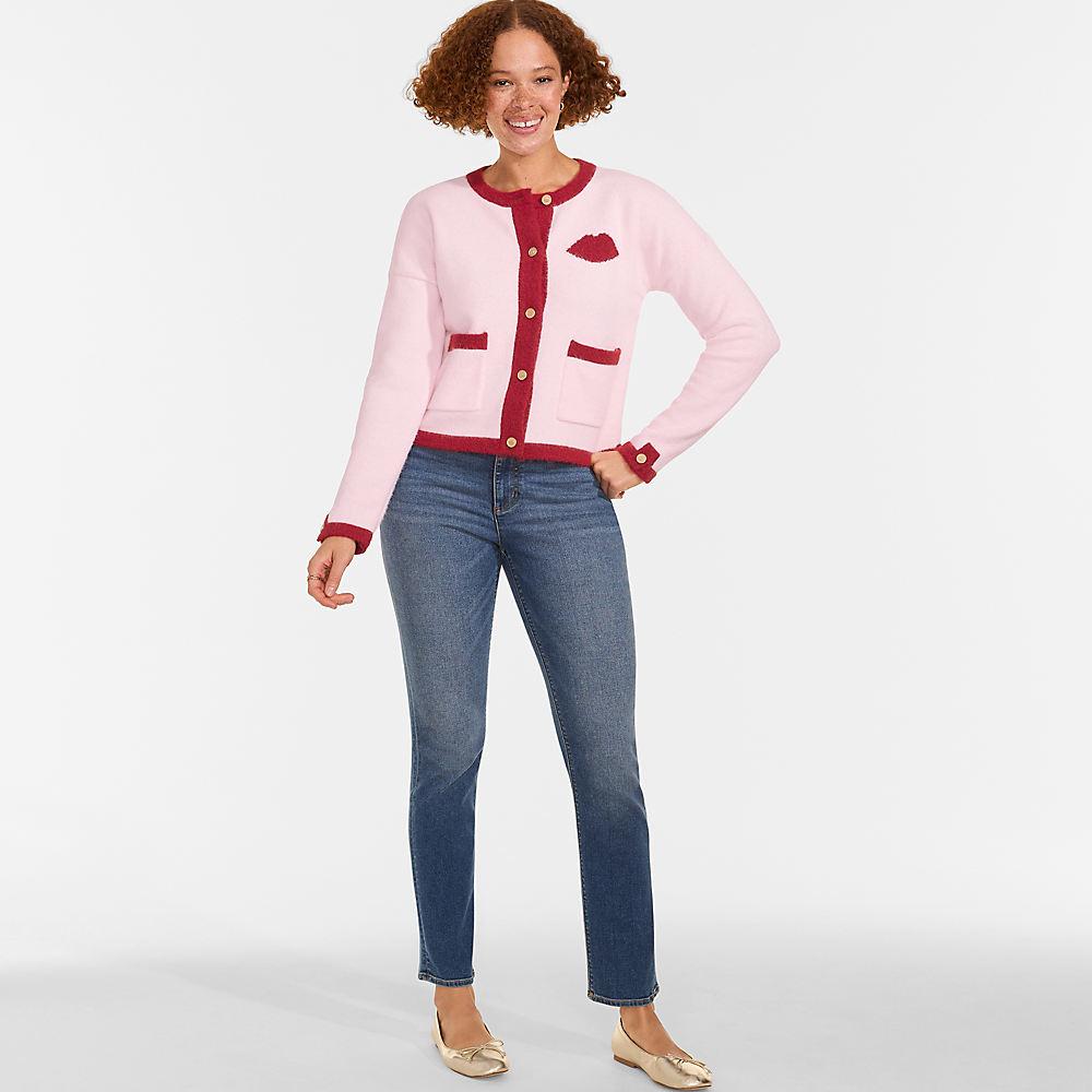 Lands' End Lulu Guinness Strickblazer für Damen, Damen, size: regular, Pink, Polyester/Nylon/Polyester-Mischung, by Lands' End