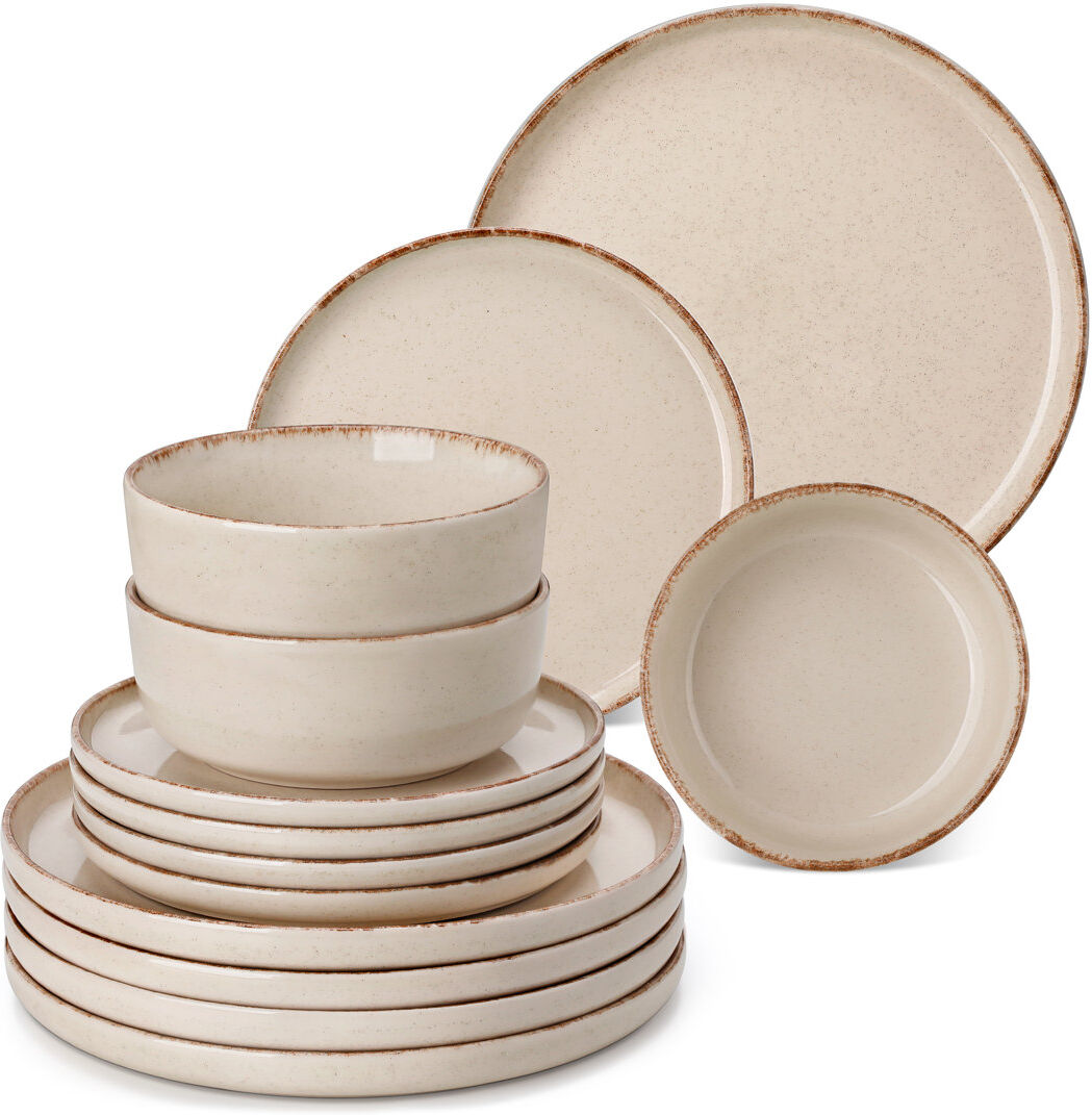 Vancasso Stoneware Dinnerware Set 18 Piece - Service for 6 Beige 18