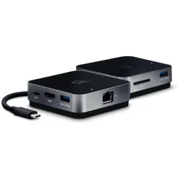 OWC 6-Port Travel Dock (USB-C, 6 Ports), Dockingstation + USB Hub, Grau