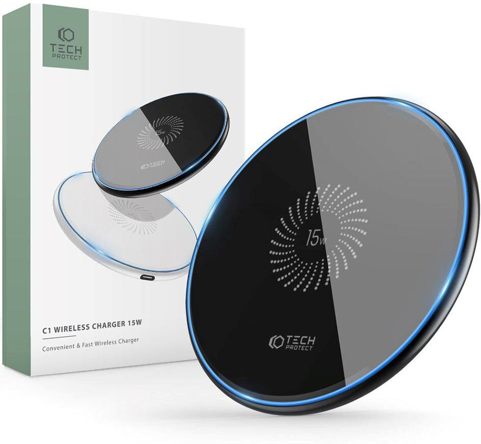 Tech-Protect C1 Single Charging Pad Trådløs Oplader 15W - Sort
