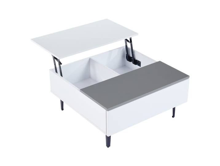 Table basse relevable blanche et grise avec led