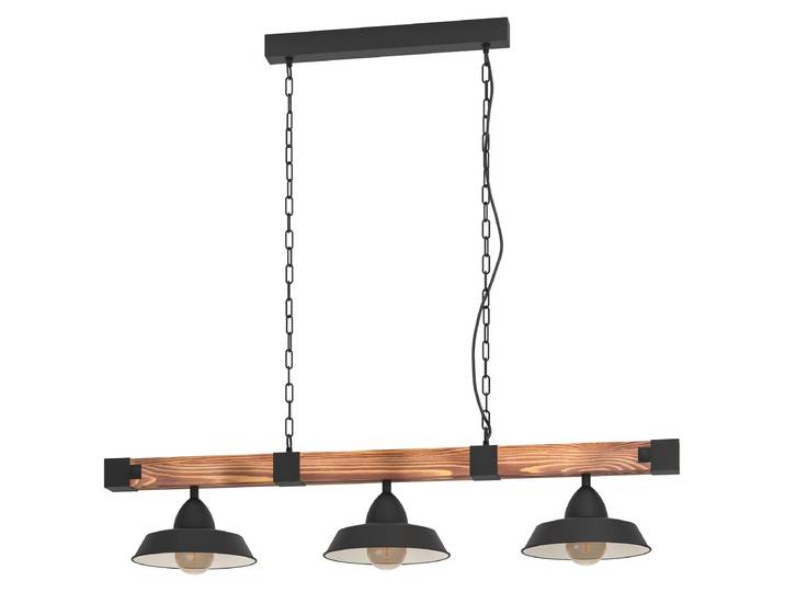 EGLO OLDBURY\, Noir\, Marron\, Acier\, Bois\, Polyvalent\, IP20\, Classe I\, Douille E27