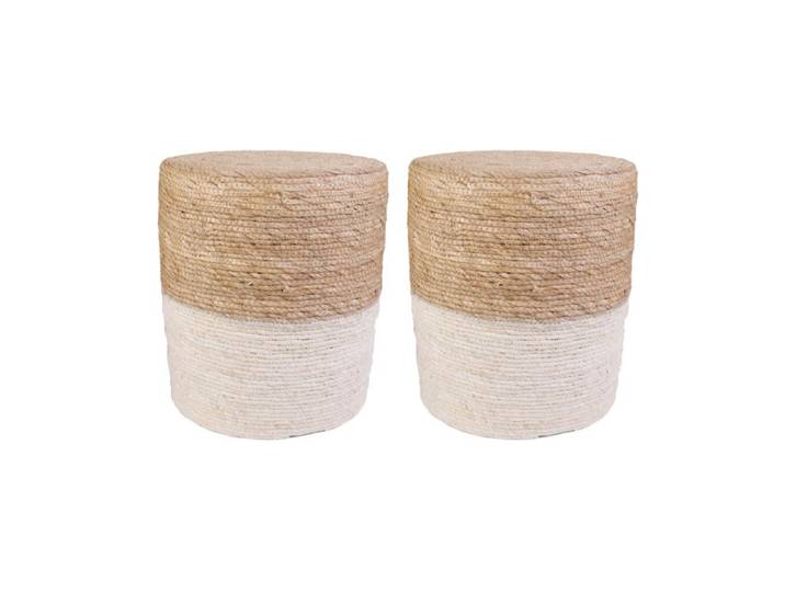 Lot de 2 Poufs - HOME DECO FACTORY - Tressés - Beiges