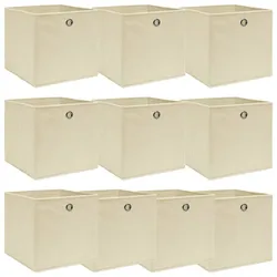 vidaXL Aufbewahrungsboxen 10 Stk. Creme 32x32x32 cm Stoff