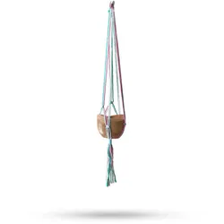 Macrame Pot Holder Classic - Pastal Tones Terrace Med Pot