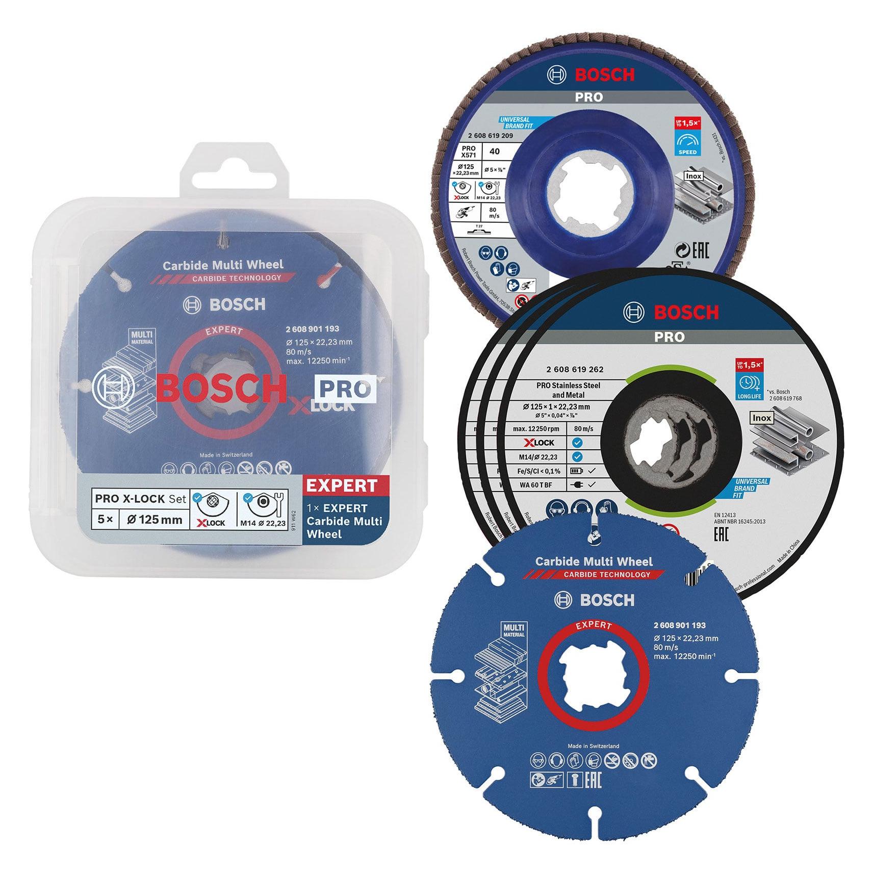 Bosch Professional Zubehör PRO Schneiden und Schleifen X-Lock Set, 125 x 1 x 22,23 mm (2608619374)