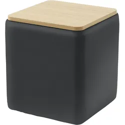 Ablagetisch HOME AFFAIRE "Kyro, Stauraum mit Tischplatte Eiche, Breite 40 cm", schwarz, B:40cm H:46cm T:40cm, 100% Leder, Tische, Ablagetisch, Stylisch, handlich und praktisch für dein Schlafzimmer
