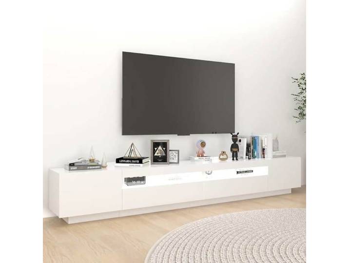 ASHATA Meuble TV avec lumières LED - Blanc 260x35x40 - MODERNE Meuble TV avec lumières LED - Blanc 260x35x40 cm 75505