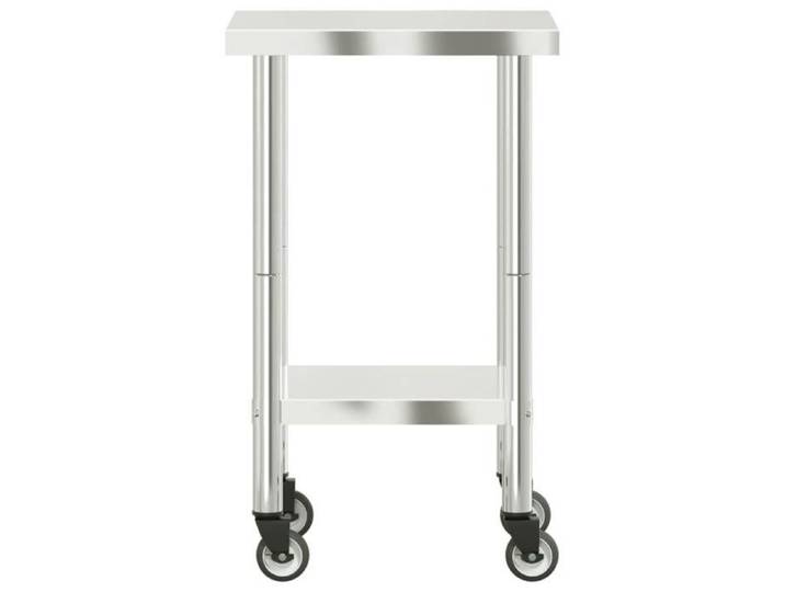 Table de travail de cuisine avec roues 55x55x85 cm inox_2 ans garantie_83337