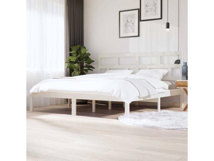 YNGBHFNOP Massives Kiefernholz Modernes Design Standard 200x200 cm Weiß Massivholzbett Weiß Kiefer 200x200 cm Bettgestell mit Kopfteil Lattenrost Stabil Holzbetten Schlafzimmer Möbel