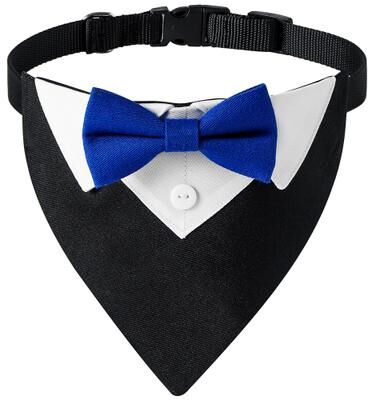 Fusion Finds Formal Dog Tuxedo Bow Tie Collar Adjustable Bandana For Weddings, Birthdays & Special Events e m