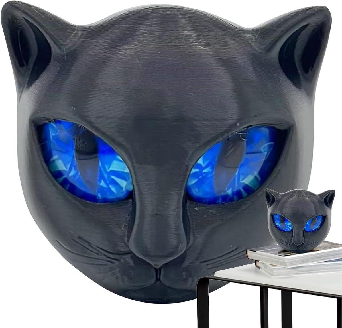 Zwart Kattenbeeldje van Hars voor Decoratie - Lengte: 11,7 cm
