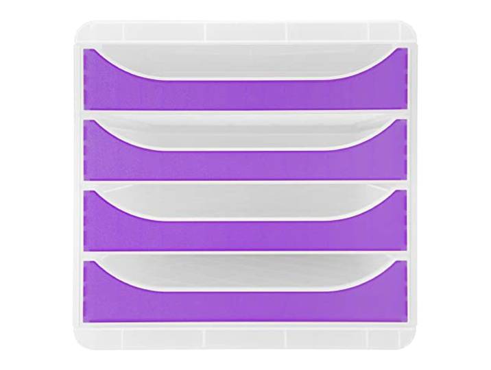 Exacompta - Réf. 310319D - BIG-BOX Chromaline - Caisson 4 tiroirs pour format A4+ - Dimensions extérieures : profondeur 34\,70 x largeur 27\,80 x hauteur 26\,70 cm - Cristal/violet translucide