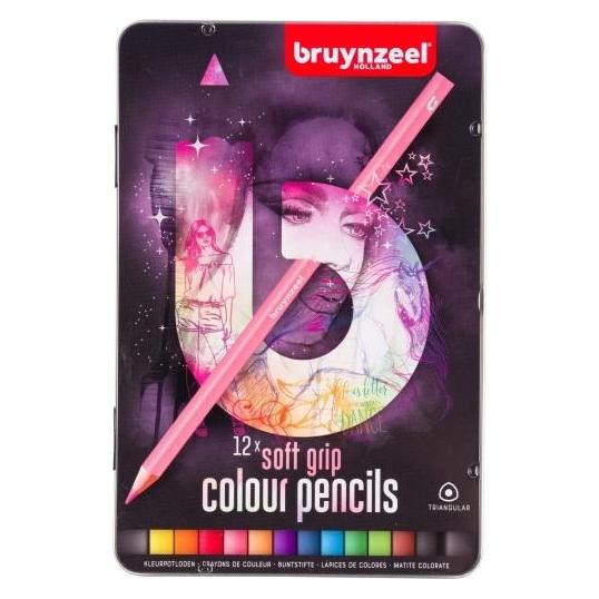 Bruynzeel Soft grip colour pencil tin light | 12 colours (12x) (ROY-60212002)