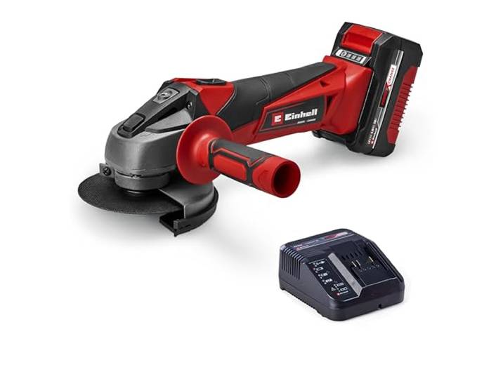 Einhell Meuleuse d’angle sans fil TC-AG 18/115 Li (1x4\,0Ah) 18 V Ø 115 mm profondeur 28 mm démarrage progressif poignée auxiliaire sans disque batterie 4\,0 Ah + chargeur