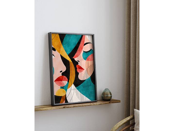 Impression artistique Échos de la Revêtement : verre acrylique Structure : hêtre laqué Multicolore 32 x 42cm