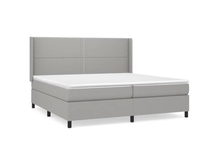 Makastle Boxspringbett mit Matratze Hellgrau 200x200 cm Höhenverstellbares Kopfteil